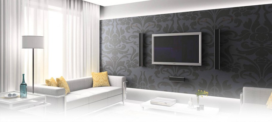 Обои с вензелями в интерьере