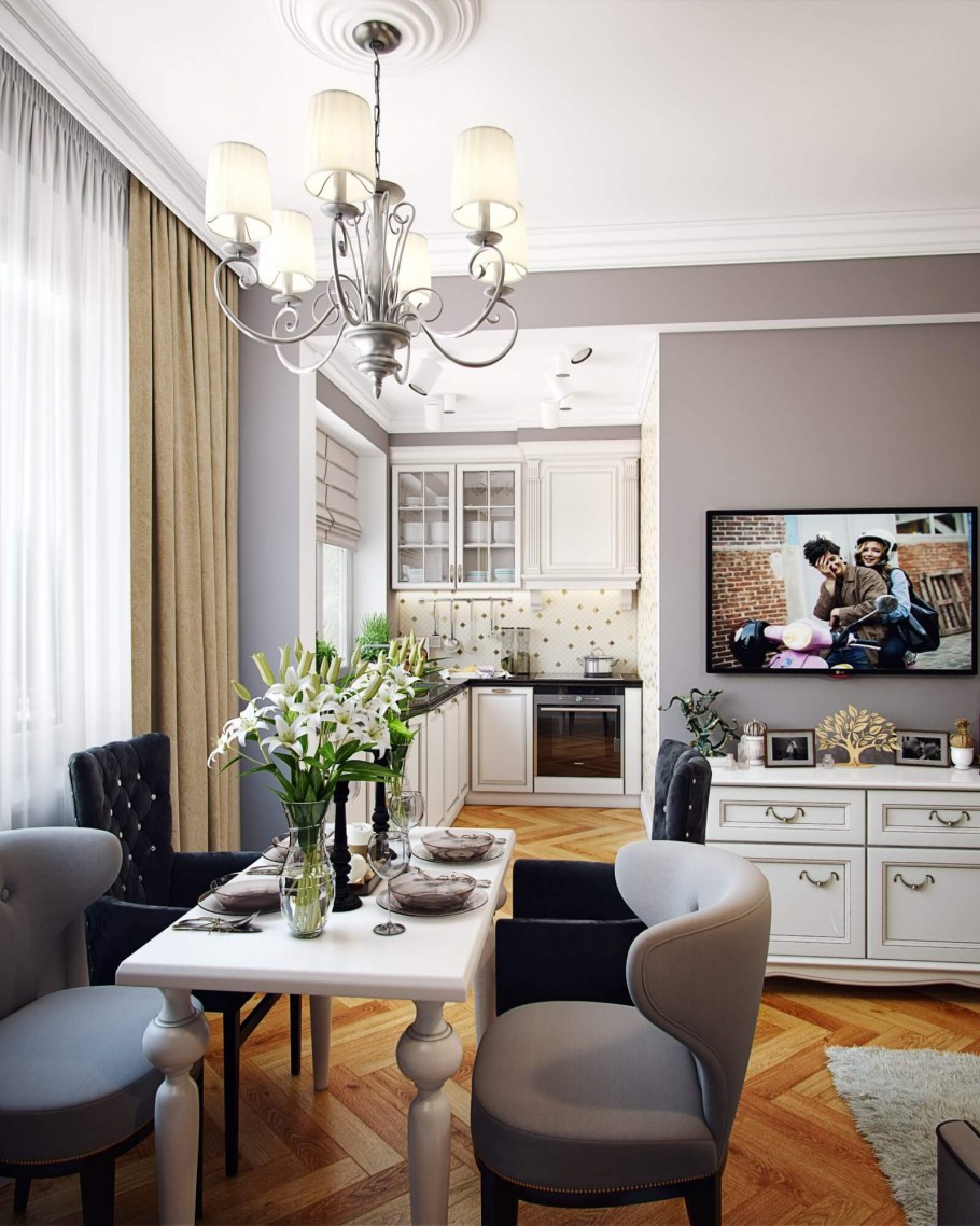 Кухня гостиная современная классика