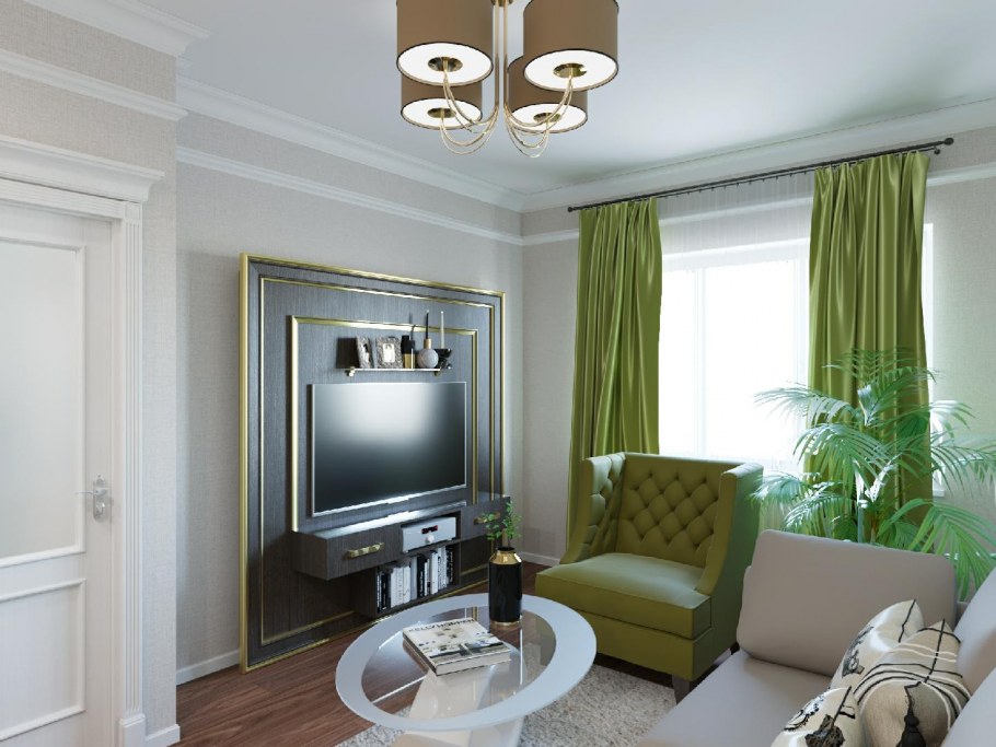 Гостиная в хрущевке в стиле Неоклассика