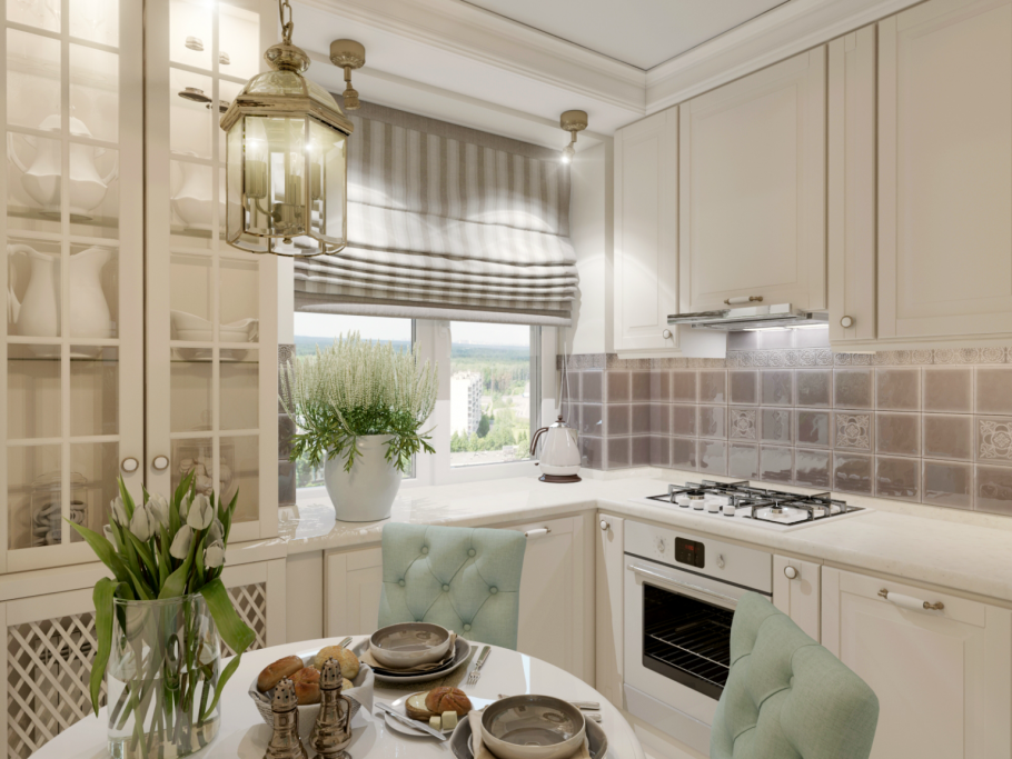 Кухня 7кв м в панельном доме Неоклассика