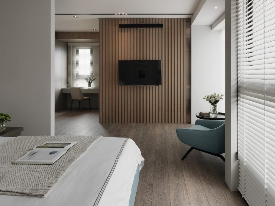 Деревянные рейки в интерьере гостиной 2020