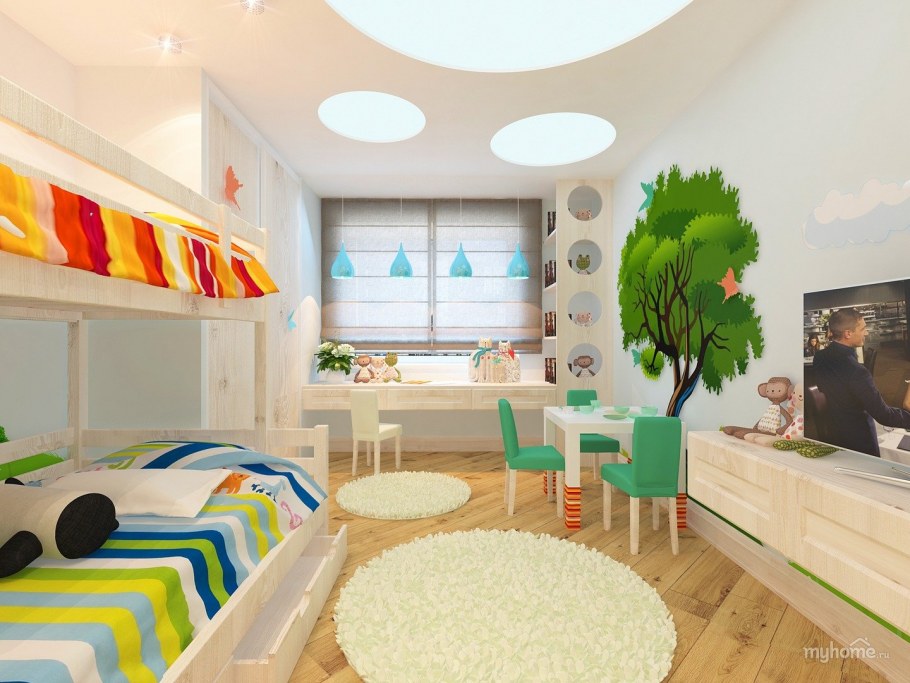 Зонирование детской для двоих детей