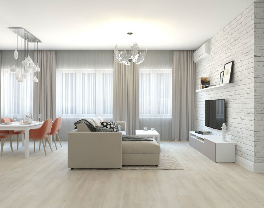 Скандинавские обои в интерьере гостиной фото