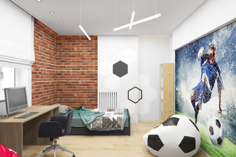Комната в футбольном стиле для мальчика