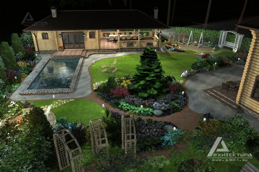 Приусадебный участок с бассейном и беседкой