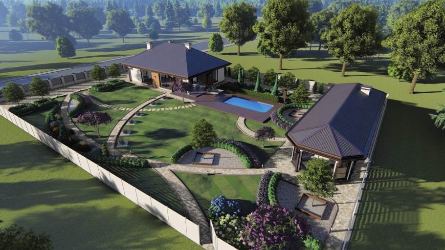 Современная планировка участка