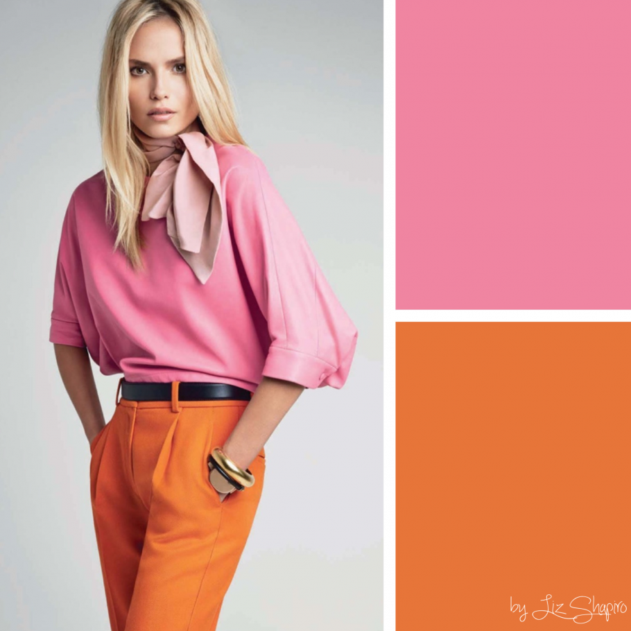 Сочетание розового и оранжевого в одежде