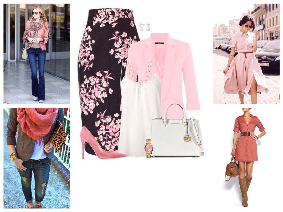 Сочетание розовых оттенков в одежде