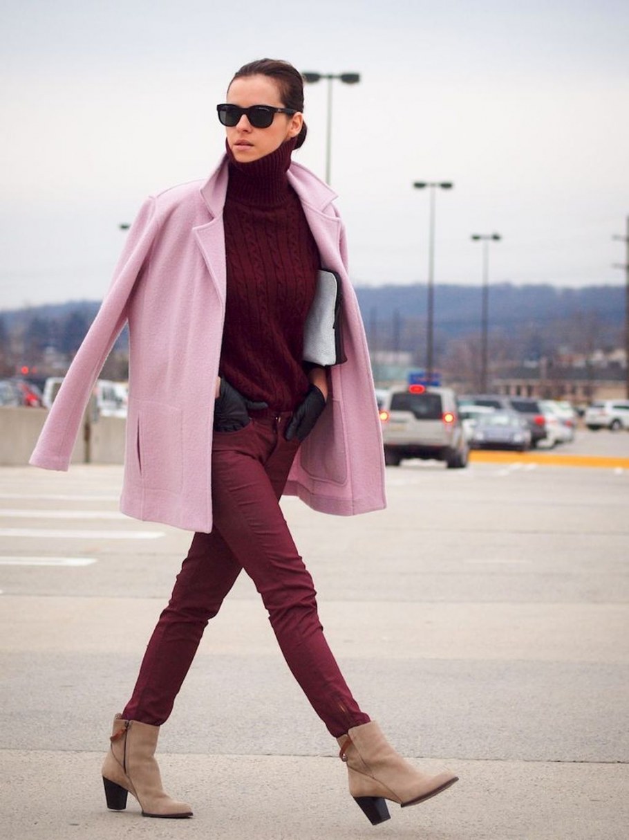 Розовый с бордовым в одежде