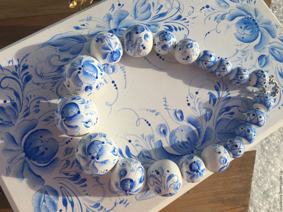 Сахарница Гжель деревенька