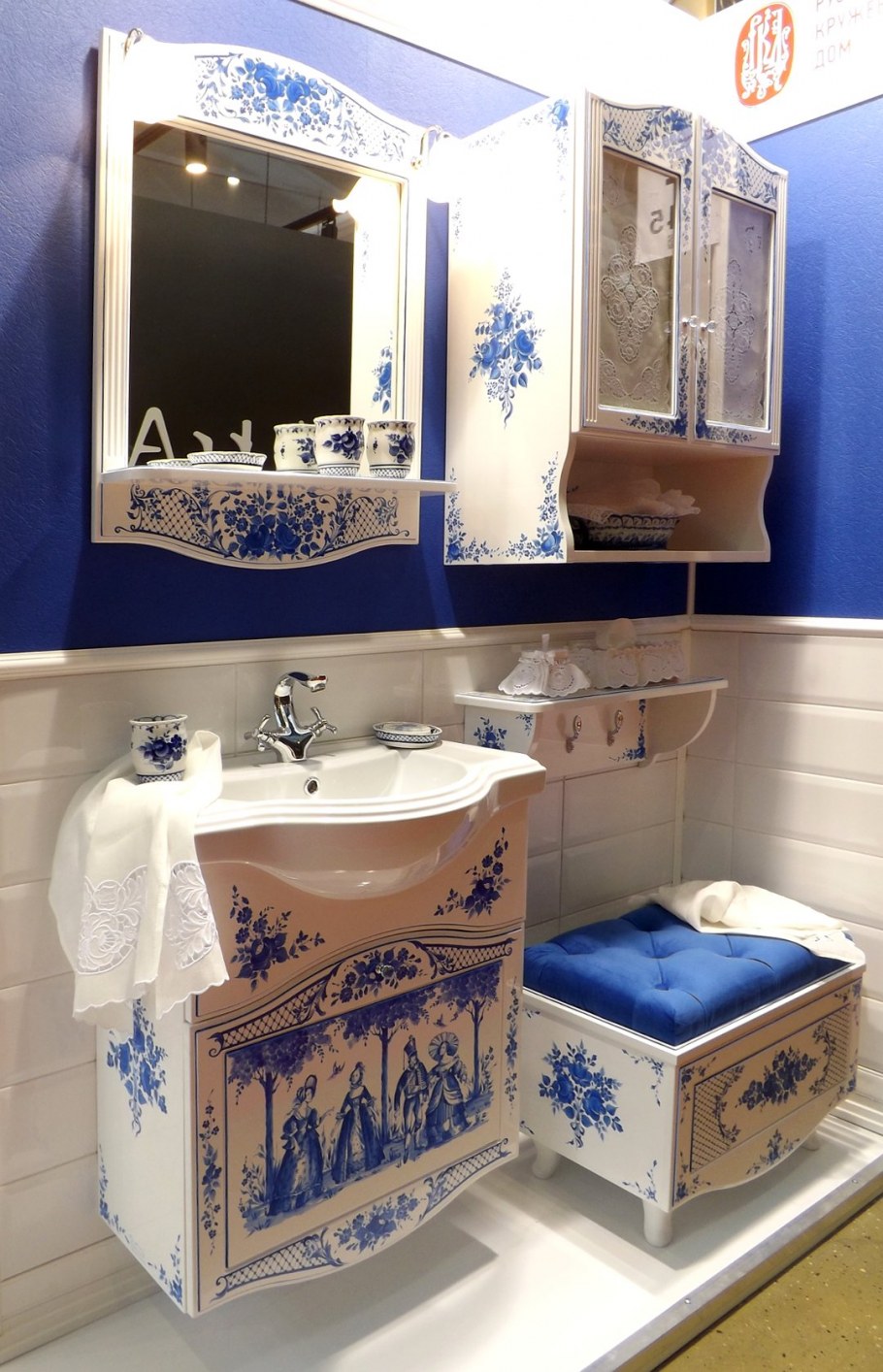 Гостиная в стиле Гжель