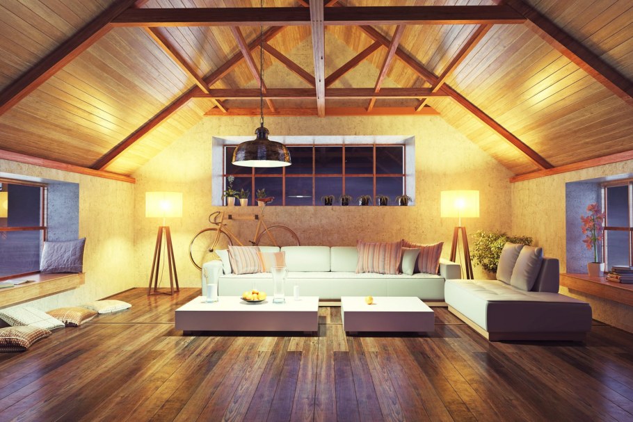 Отделка мансарды ламинатом