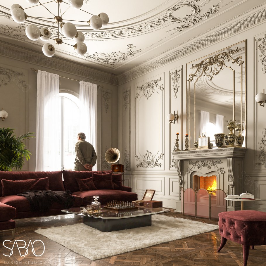 Рендер гостиная Барокко