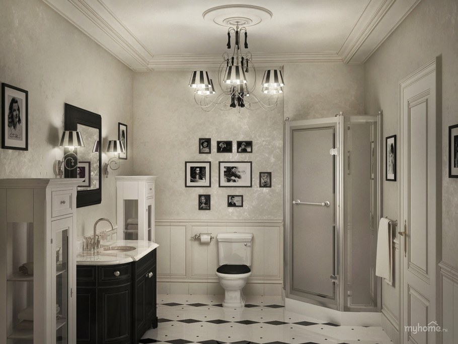 Классическая ванная черно белая