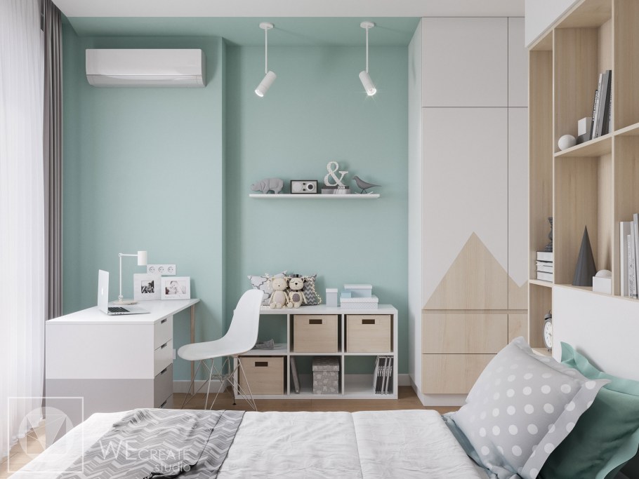 Интерьер детской в однотонных тонах