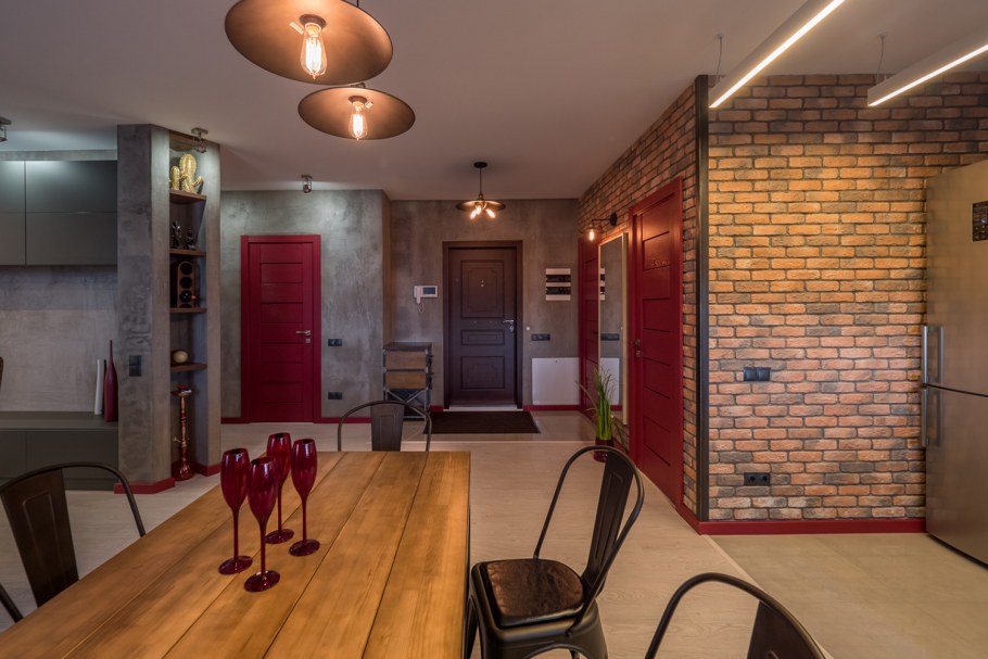 Гостиная в стиле лофт