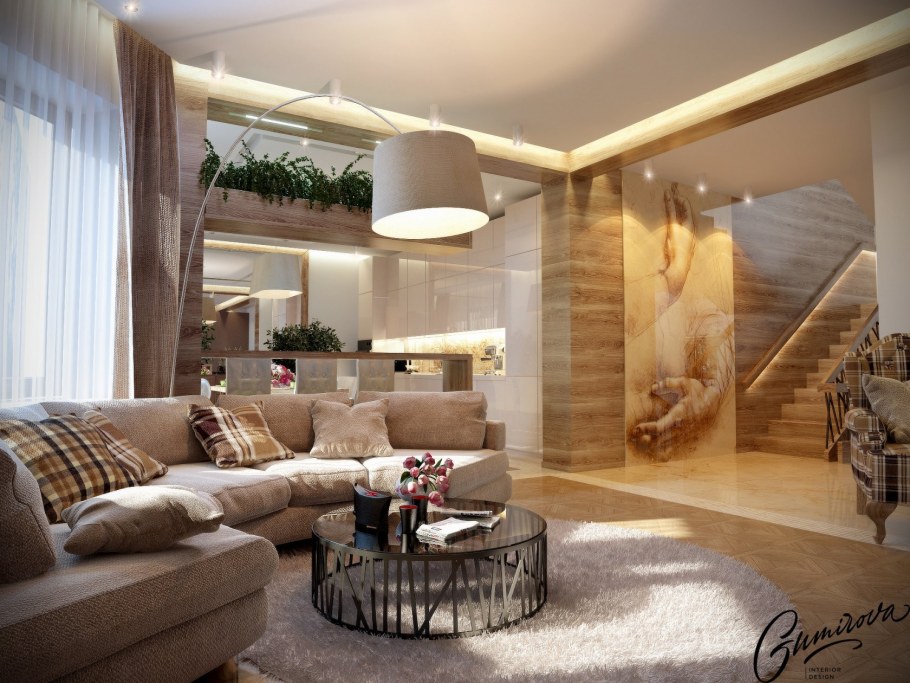 Интерьер зала в частном доме