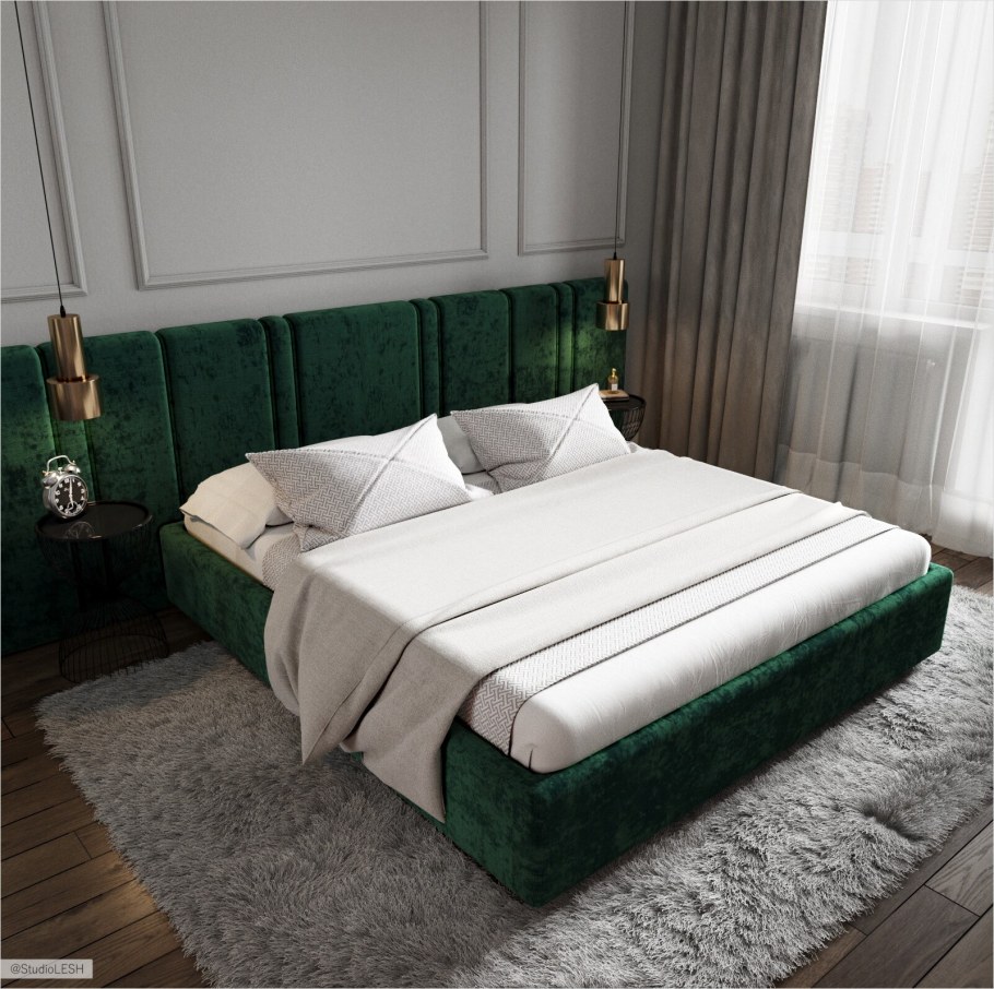 Кровать изумрудного цвета