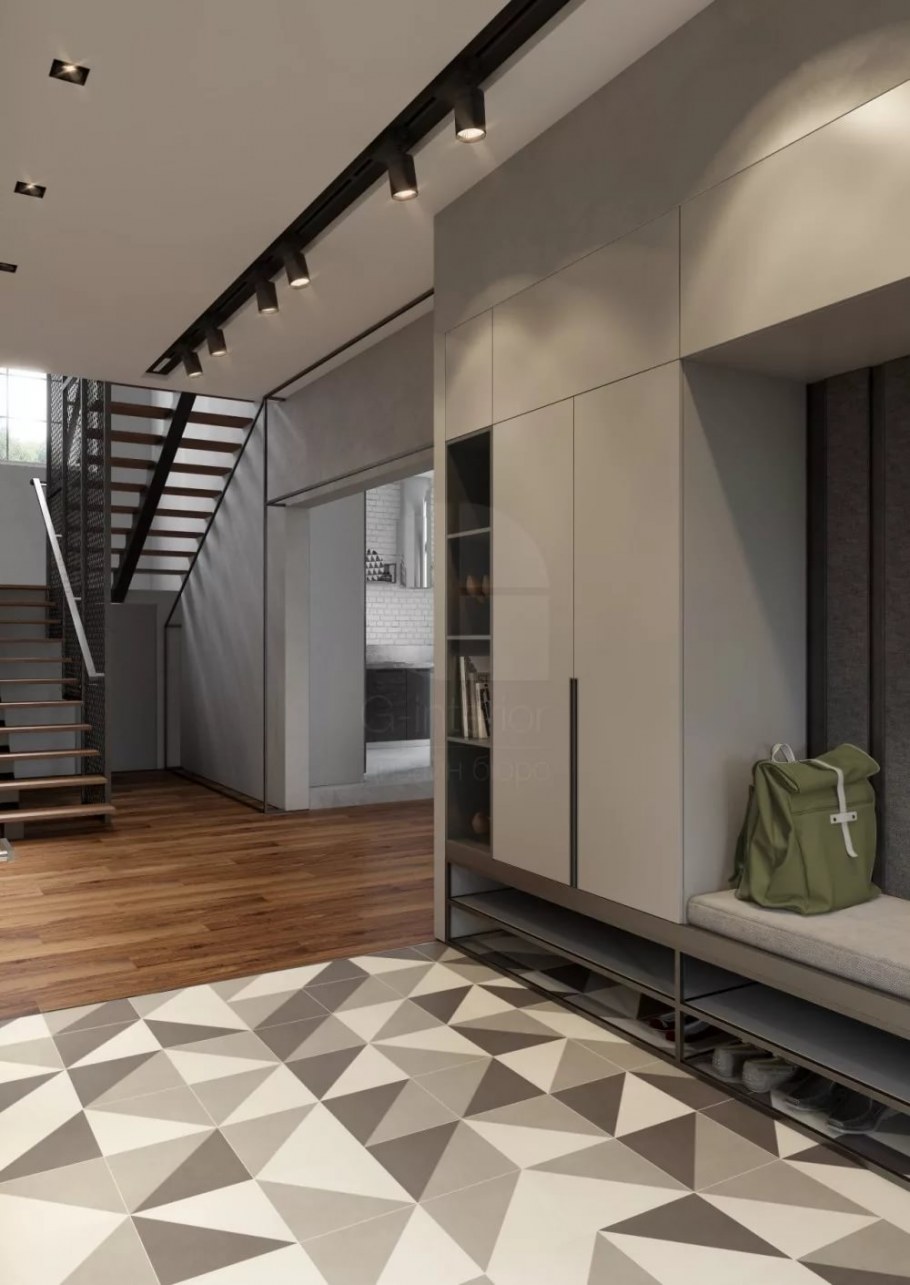 Прихожая в частном доме в современном стиле