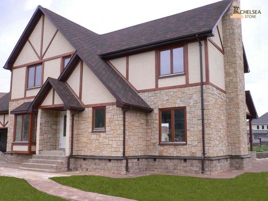 Отделка фасада камнем