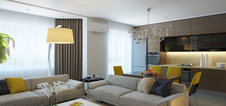 Кухня гостиная интерьер