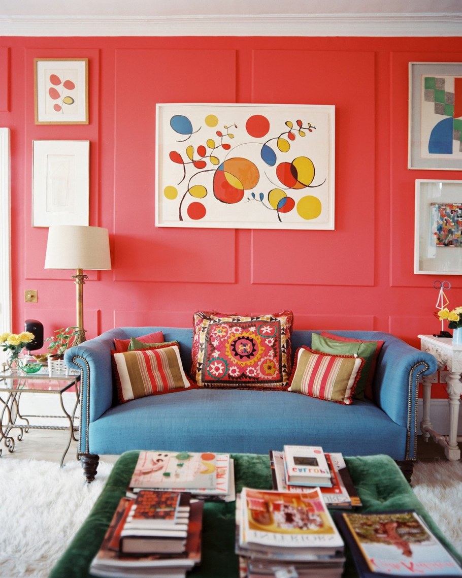 Сочетание ярких цветов в интерьере
