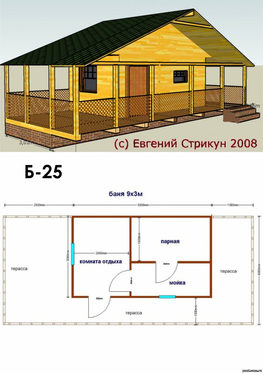 Баня из бруса 150х150 чертеж
