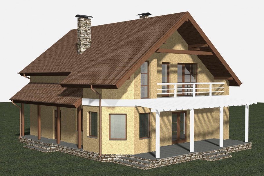 Проект дома из блоков с мансардой
