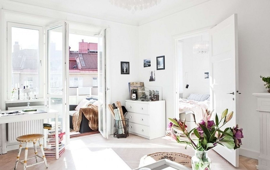 Яркая кухня в скандинавском стиле