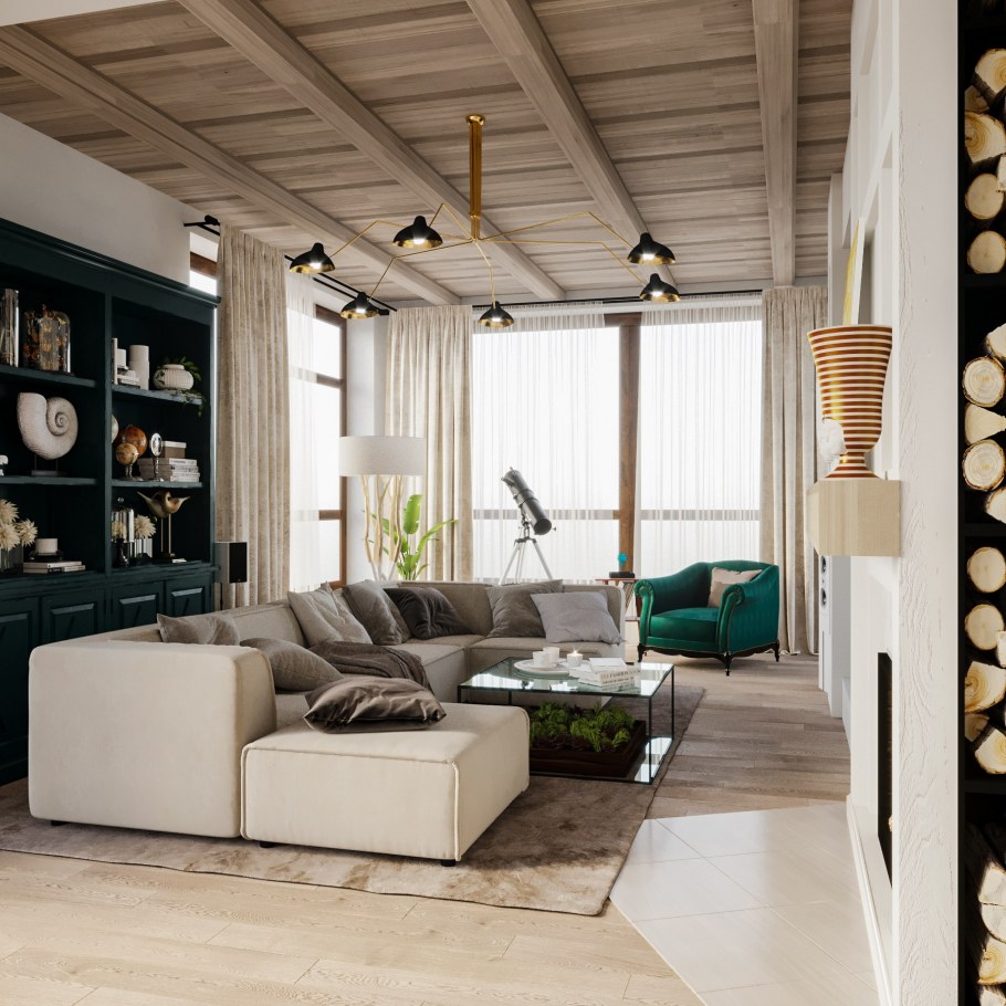 Интерьер первого этажа в доме