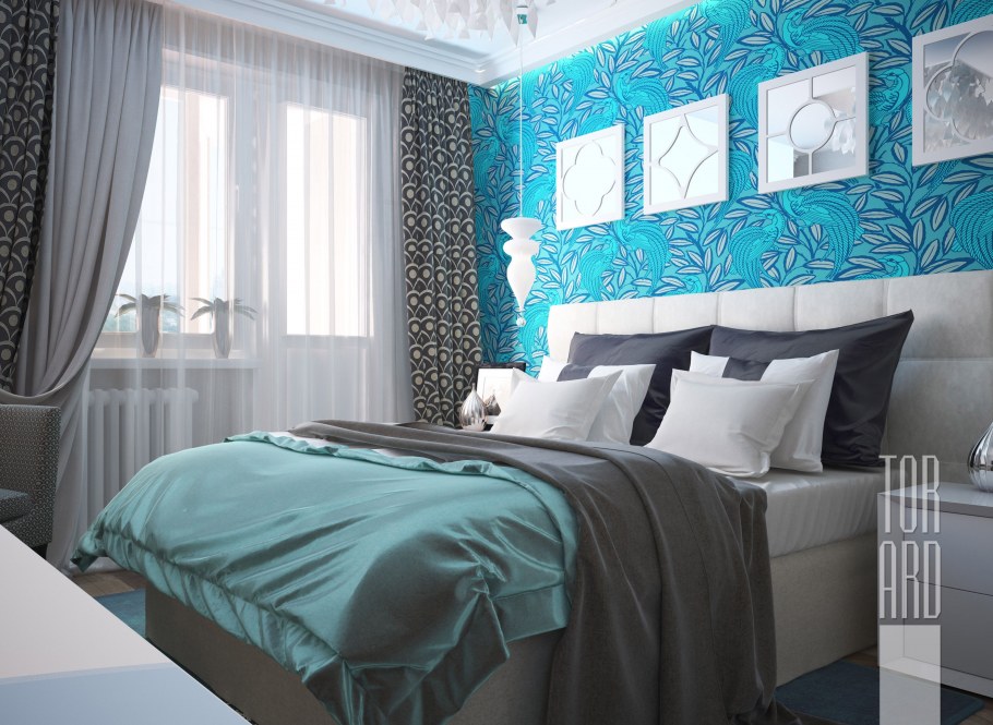 Спальня в цвете Аквамарин