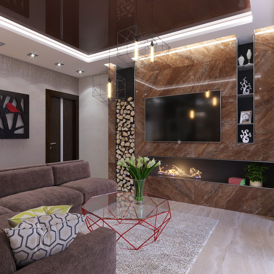 Декор гостиной комнаты в современном стиле реальные фотографии