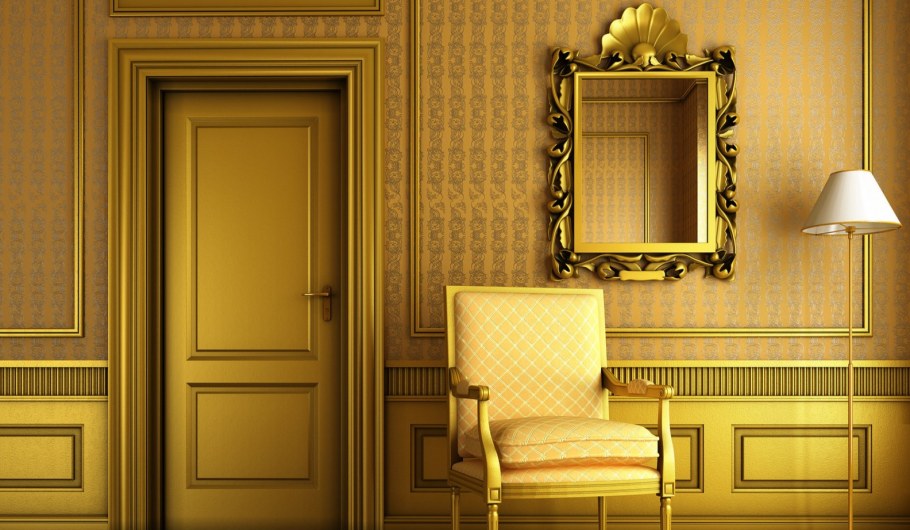 Золотистые двери в интерьере