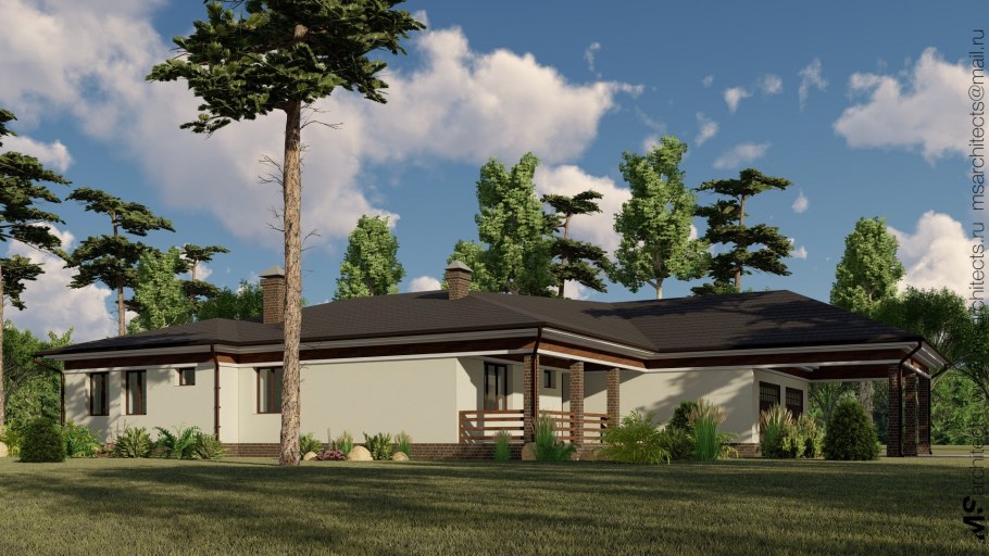 Дом 150 м2 в стиле Райта