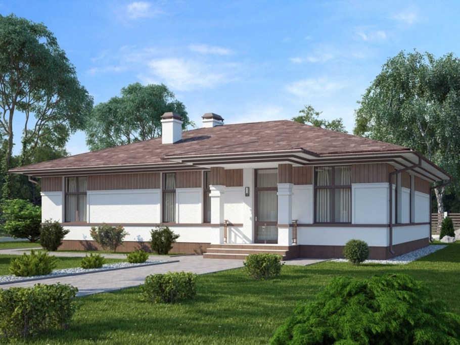 Одноэтажный дом в стиле