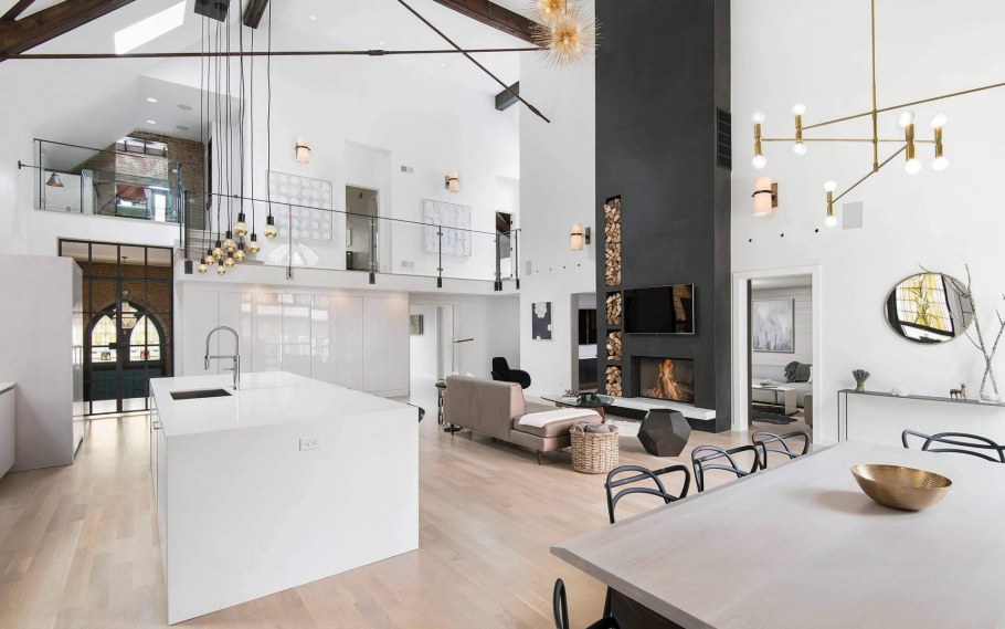 Стиль лофт в интерьере белый цвет