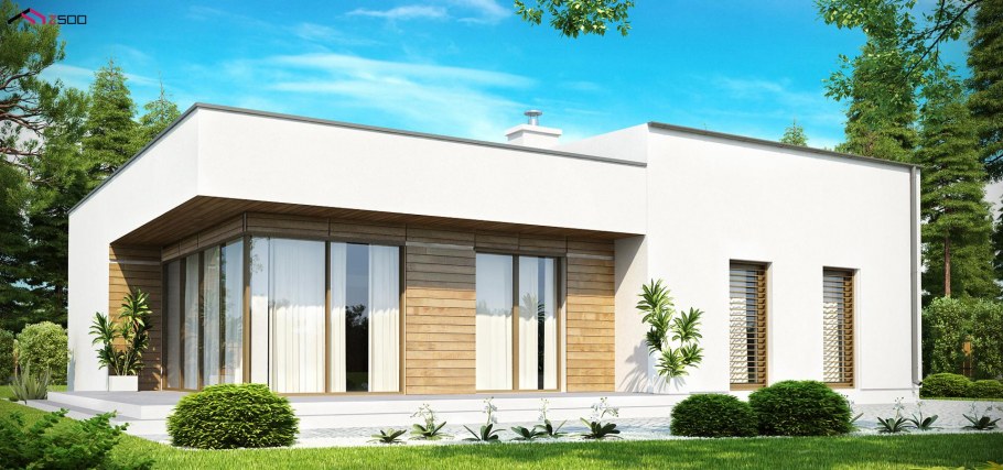 Одноэтажный Скандинавский дом с плоской крышей