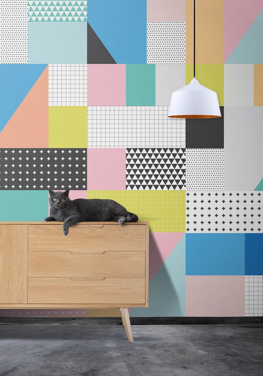 Кубизм на стене в интерьере