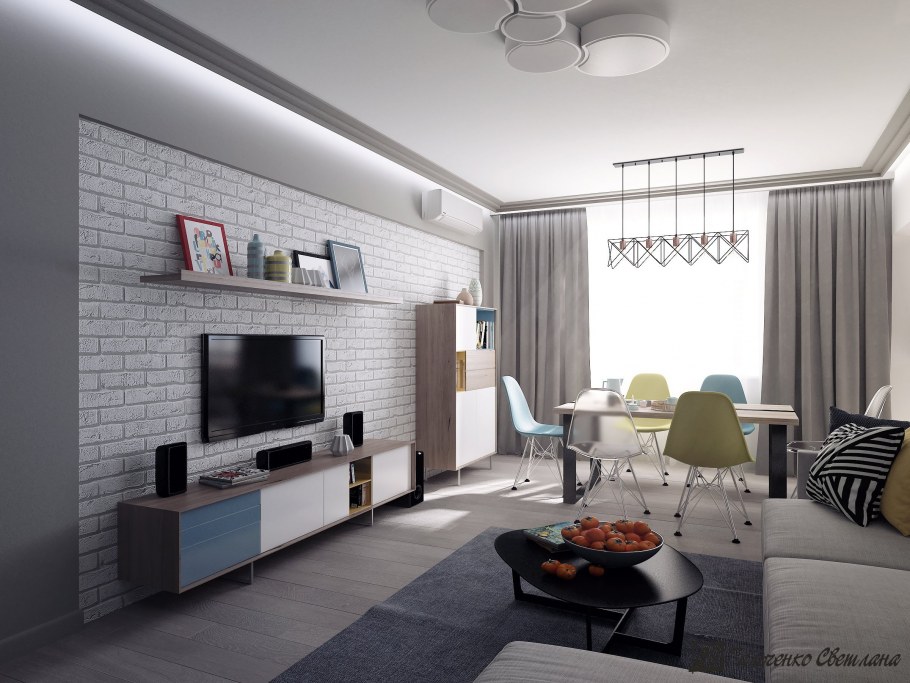 Светлая гостиная в современном стиле