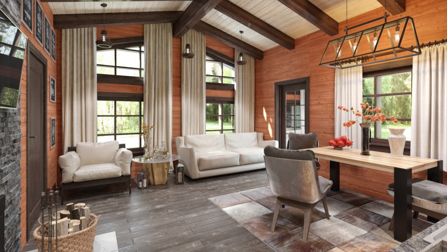 Дом в стиле Шале с террасой интерьер