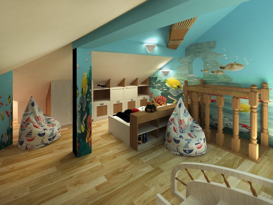 Детская игровая комната на мансарде