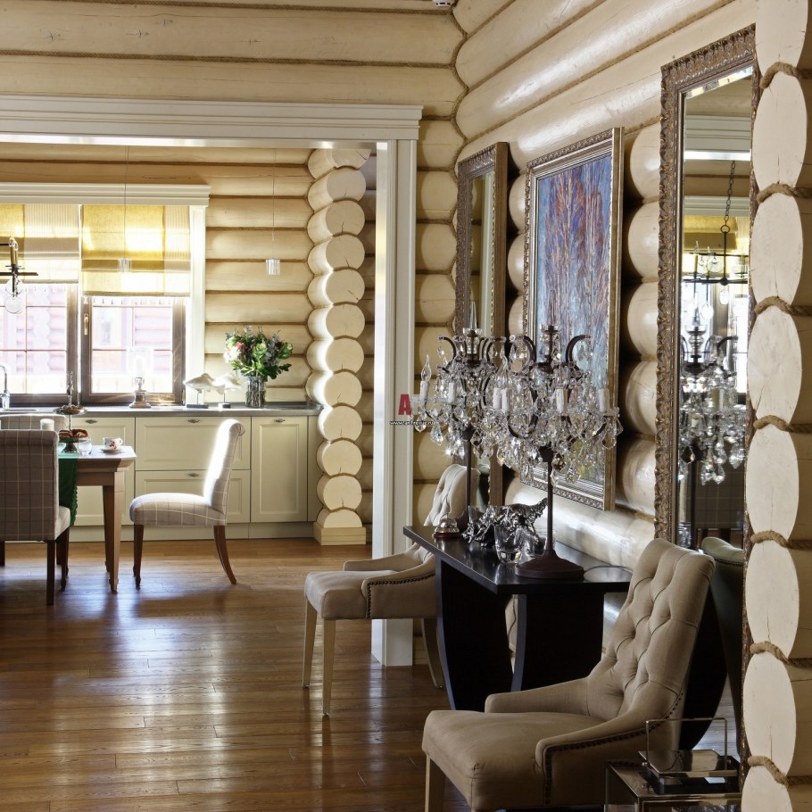 Дом из бревна интерьер