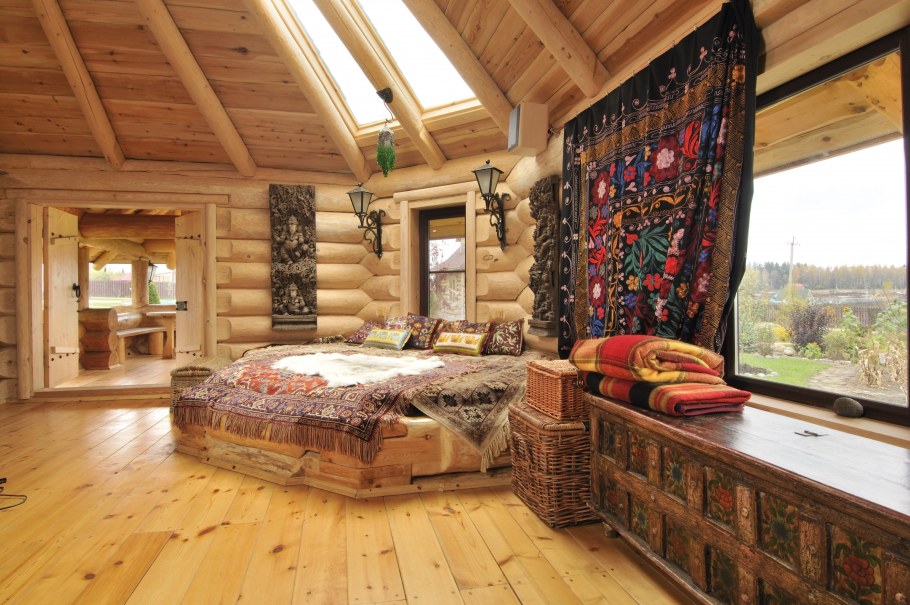 Спальня в стиле русской избы
