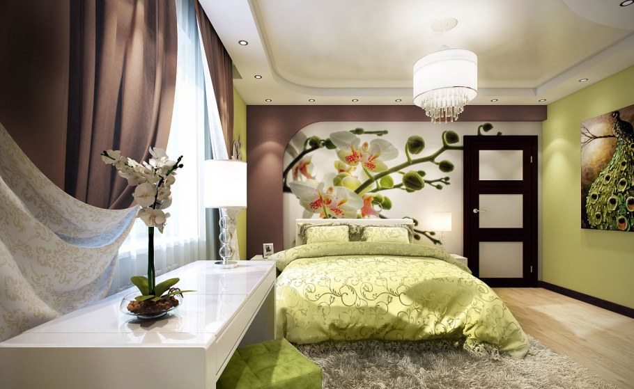 Фотообои в интерьере спальни