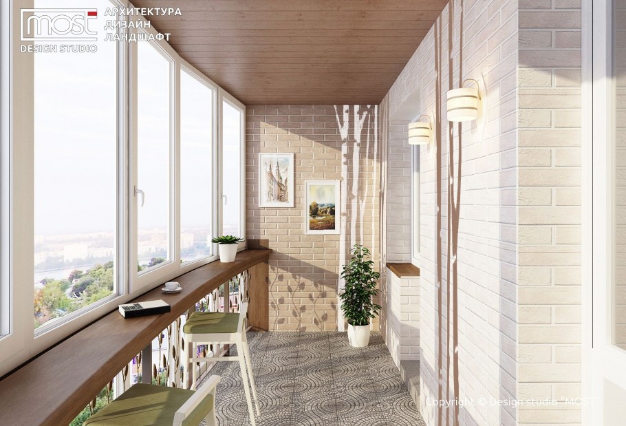 Обеденная зона на балконе