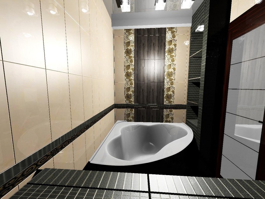 Черно бежевая ванная комната
