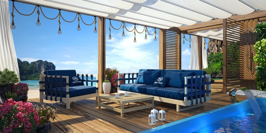 Застекленная веранда в морском стиле