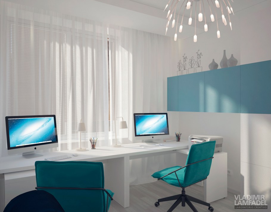 Кабинет в голубых тонах