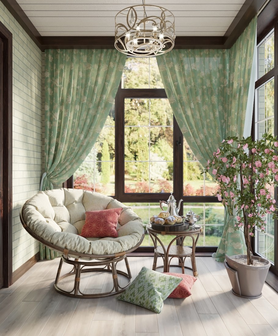 Веранда в стиле Прованс остекленная