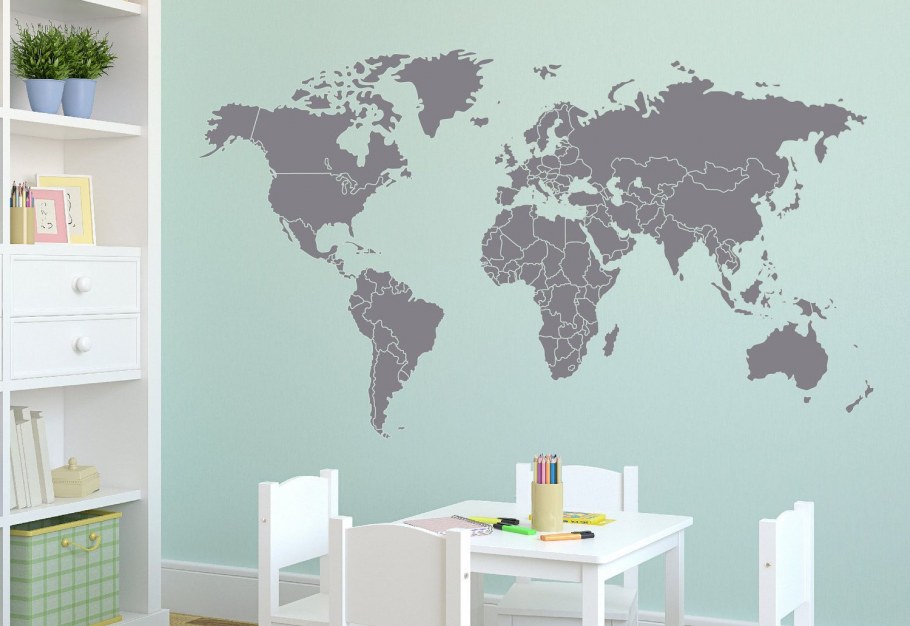 Контур карты мира на стену